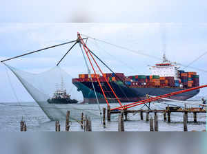 Kochi: A cargo ship arrives at a harbour, in Kochi. (PTI Photo)(...