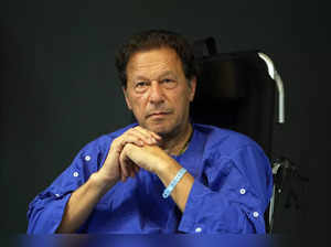 FILE - Former Pakistani Prime Minister Imran Khan speaks during a news conferenc...
