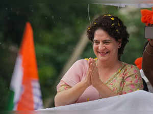 Bengaluru: Congress leader Priyanka Gandhi during a roadshow in support of party...