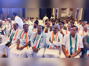 Bengaluru: Karnataka Congress leaders during the Congress Legislature Party (CLP...
