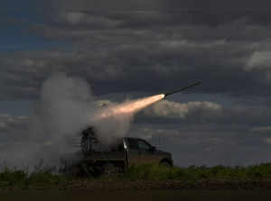 Ukrainian servicemen fire a Partyzan multiple launch rocket system towards Russian troops near a frontline in Zaporizhzhia region