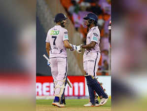 Ahmedabad: Gujarat Titans batters Sai Sudharsan and Shubman Gill during the IPL ...