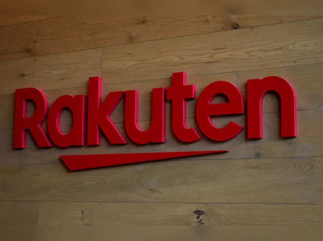 FILE PHOTO: The logo of Rakuten is pictured at the headquarters of Rakuten in Tokyo