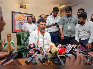 Bengaluru: Karnataka Congress President D.K. Shivakumar addresses the media at h...