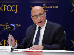Thomas Andrews, United Nations Special Rapporteur on the situation of human rights in Myanmar, speaks during a press conference at the Foreign Correspondents' Club of Japan in Tokyo on April 28, 2023.  (Photo by Kazuhiro NOGI / AFP)