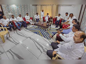 New Delhi: Karnataka Congress President DK Shivakumar holds a meeting with party...