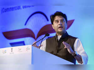 New Delhi: Union Minister of Civil Aviation Jyotiraditya M. Scindia addresses th...