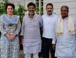 Karnataka CM Swearing-In Ceremony: Siddaramaiah, DK Shivakumar meet Rahul Gandhi, Priyanka Gandhi