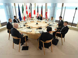 G7 leaders attend a meeting at G7 leaders' summit in Hiroshima, Japan