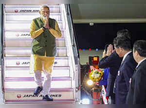 **EDS: TWITTER IMAGE VIA @MEAIndia** Hiroshima: Prime Minister Narendra Modi arr...