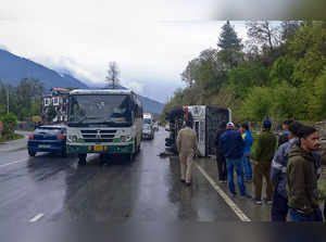 Kullu: A Himachal Road Transport Corporation (HRTC) bus overturnes on the Kullu-...