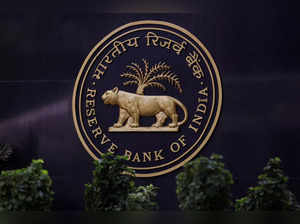 A Reserve Bank of India (RBI) logo is seen inside its headquarters in Mumbai, India