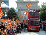 Macedonian national basketball team cheered by fans in Skopje