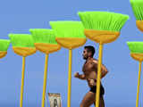 Brooms placed at Copacabana beach as a form of protest in Rio de Janeiro