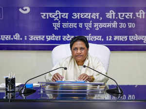 Lucknow: Bahujan Samaj Party (BSP) supremo Mayawati holds a meeting with distric...
