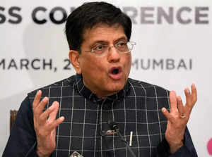 Mumbai: Union Minister of Commerce and Industry Piyush Goyal interacts with medi...
