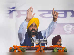 Patiala: Punjab Chief Minister Bhagwant Mann addresses a programme during the in...
