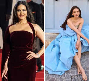 Cannes 2023: Sunny Leone mesmerises in classic red velvet dress, Aditi Rao Hydari's baby blue gown is a dreamy look