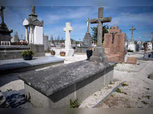 (FILES) This photograph taken on April 7, 2023 shows the grave of Guillaume Seznec in Plomodiern, western France. Guillaume Seznec was sentenced in 1924 to life imprisonment for the murder of General Councillor of Finistere Pierre Quemeneur, whose body as never found, and with little evidence in what has become known as the Seznec Affair. A new investigation and search for evidence has been started by the former family lawyer and an author of a book concerning the affair. (Photo by FRED TANNEAU / AFP)