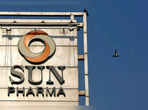 FILE PHOTO: The logo of Sun Pharma on the facade of its corporate office in Mumbai