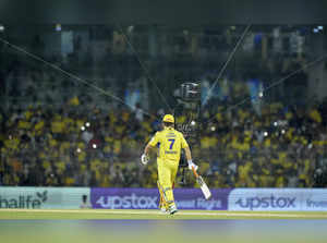 Chennai: CSK skipper MS Dhoni during the IPL 2023 cricket match between Chennai ...