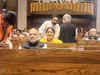 Photo bombed! Smriti Irani sneaks into Amit Shah's picture in new Parliament building