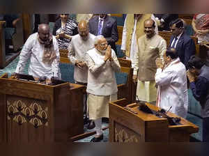 **EDS: VIDEO GRAB** New Delhi: Prime Minister Narendra Modi with Lok Sabha Speak...