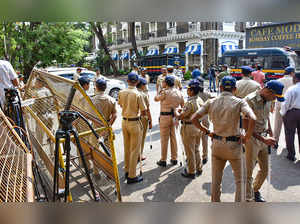 Mumbai: Police personnel outside the ED office in Mumbai. The Enforcement Direct...