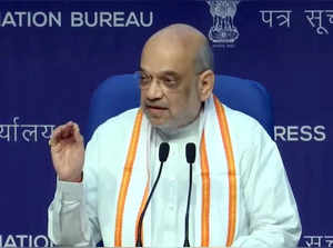 New Delhi: Union Home Minister Amit Shah addresses during a press conference on significant historical event celebrating Azadi Ka Amrit Mahotsav, in New Delhi, Wednesday, May 24, 2023.(Photo:IANS/Twitter