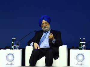 India's Minister of Petroleum and Natural Gas Hardeep Singh Puri speaks during the Abu Dhabi International Petroleum Exhibition and Conference (ADIPEC) in Abu Dhabi