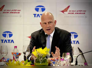 Air India CEO Campbell Wilson addresses a press conference in Gurugram, on the o...