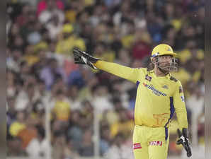 Ahmedabad: Chennai Super Kings captain Mahendra Singh Dhoni during the IPL 2023 ...