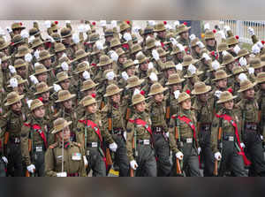 New Delhi: Marching contingent of the Gorkha Brigade during the 74th Republic Da...