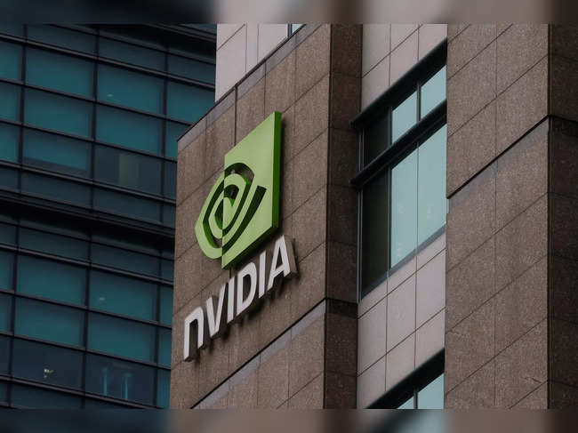 A view of a Nvidia logo at their headquarters in Taipei