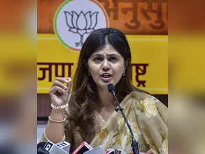 Mumbai: BJP National Secretary Pankaja Munde addresses media at BJP office, in M...