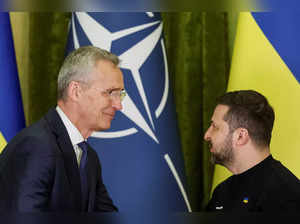 FILE PHOTO: NATO Secretary-General Stoltenberg and Ukraine's President Zelenskiy on a joint news briefing in Kyiv