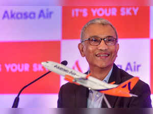 New Delhi: Akasa Air CEO Vinay Dube speaks during a press conference in New Delh...