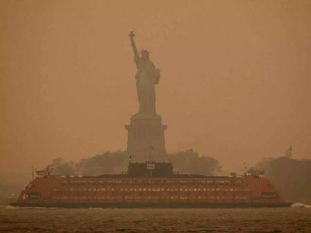 Statue of Liberty covered in haze