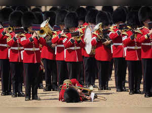 British military serviceman faints during parade inspected by Prince William as temperature touches 30 degrees Celsius
