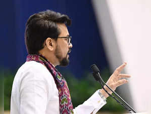 New Delhi: Union Information and Broadcasting Minister Anurag Thakur addresses during the inaugural session of National Conclave on 9 years of NDA government , at Vigyan Bhawan, in New Delhi, Saturday, May 27, 2023. (Photo:IANS/Twitter)