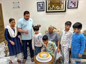 Patna: Rshtriya Janata Dal President Lalu Prasad Yadav celebrates his 76th birth...