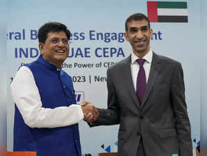 New Delhi: Union Commerce and Industry Minister Piyush Goyal and UAE Foreign Tra...