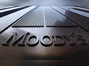 Moody's sign on 7 World Trade Center tower in New York