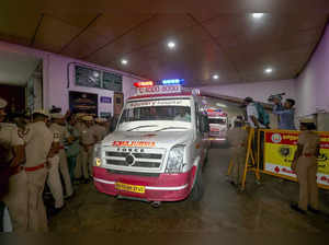 Chennai: An ambulance brings arrested Tamil Nadu minister V Senthil Balaji to a ...