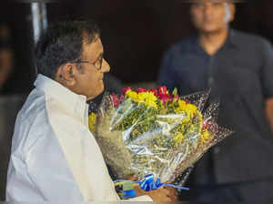New Delhi: Senior Congress leader P. Chidambaram arrives to attend the engagemen...