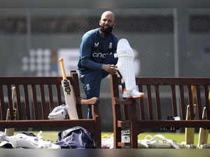 England's Moeen Ali attends a nets session at Edgbaston, Birmingham, England.  M...