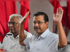 New Delhi: Delhi Chief Minister and AAP Convener Arvind Kejriwal meets Communist...