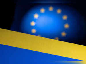 Illustration shows EU and Ukraine flags