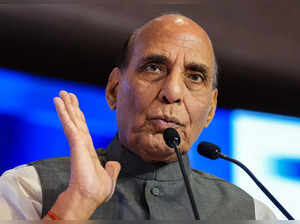 New Delhi: Defence Minister Rajnath Singh addresses during the 'CII Annual Sessi...