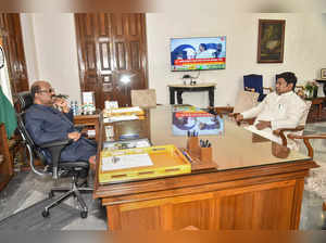 Kolkata: West Bengal BJP President Sukanta Majumdar meets West Bengal Governor C...